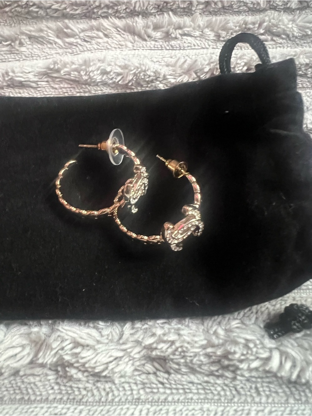CC Gold Crystal CC Hoop and Logo Drop Earrings fashion earrings - Picture 2 of 2